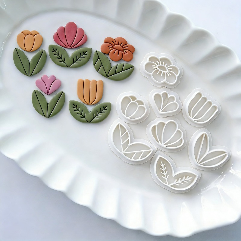 Art Craft With Leaves - 8Pcs Floral Leaf Polymer Clay Cutters