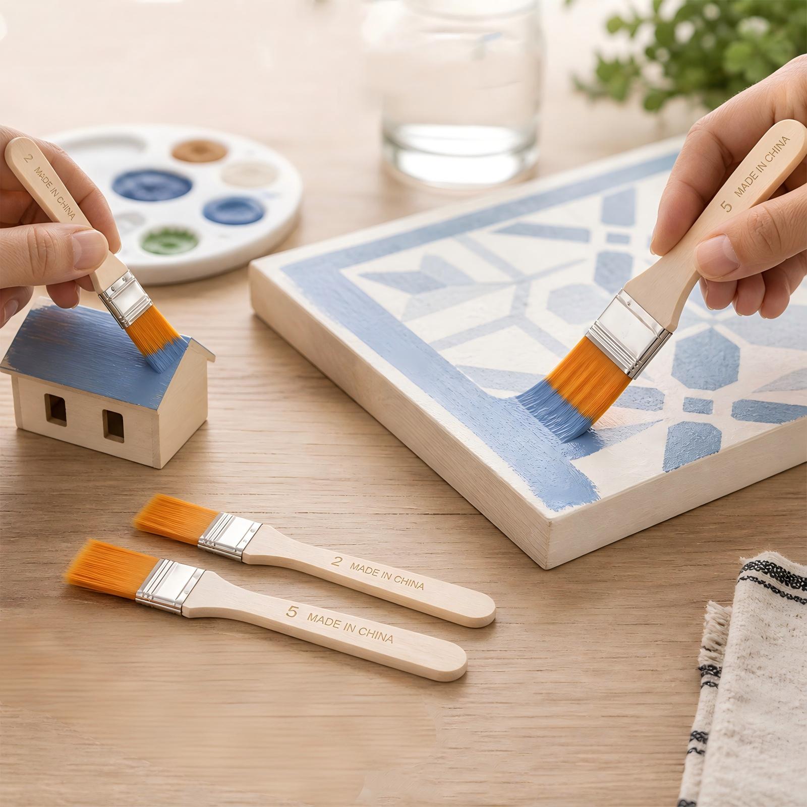 Art Craft Furniture - Nylon Paint Brush Set, 5PCS Flat