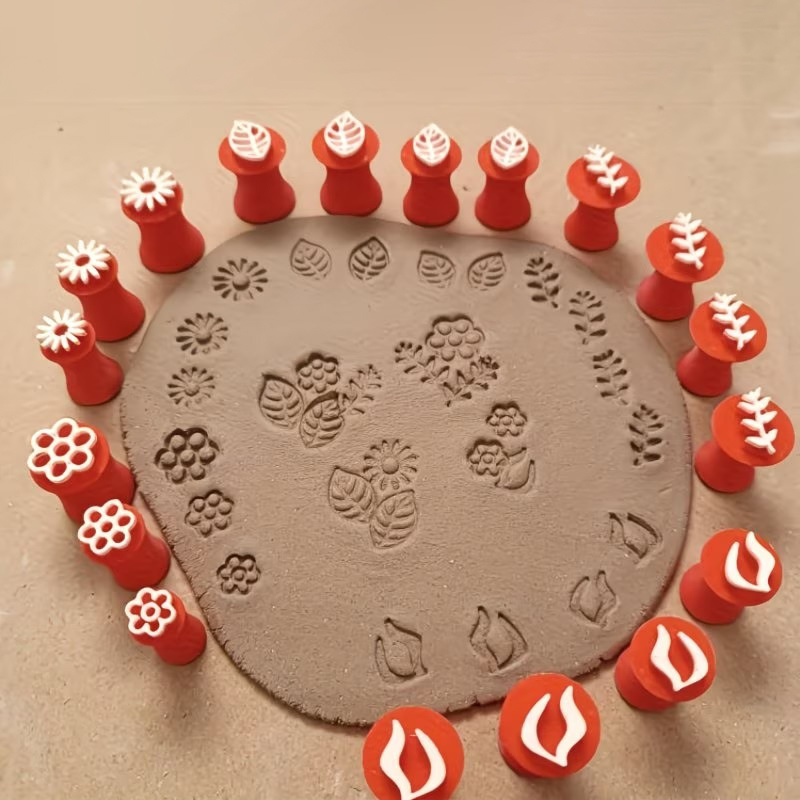 Art Craft With Leaves - 6 Piece Clay Stamp Molding Kit
