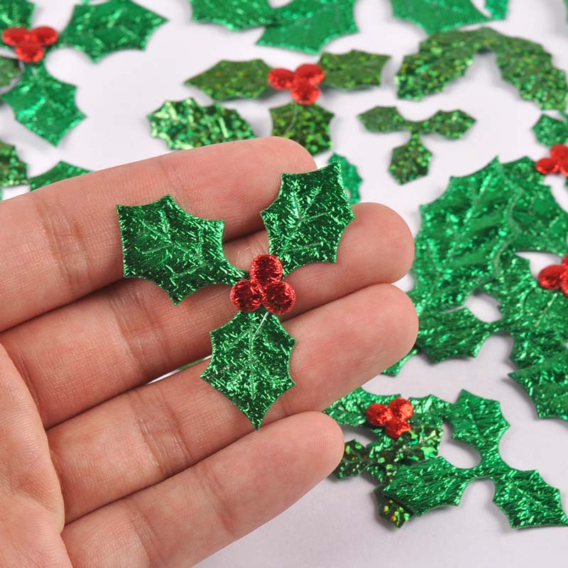 100Pcs 25-60mm Christmas Tree  - Art Craft With Leaves ulasan dan harga