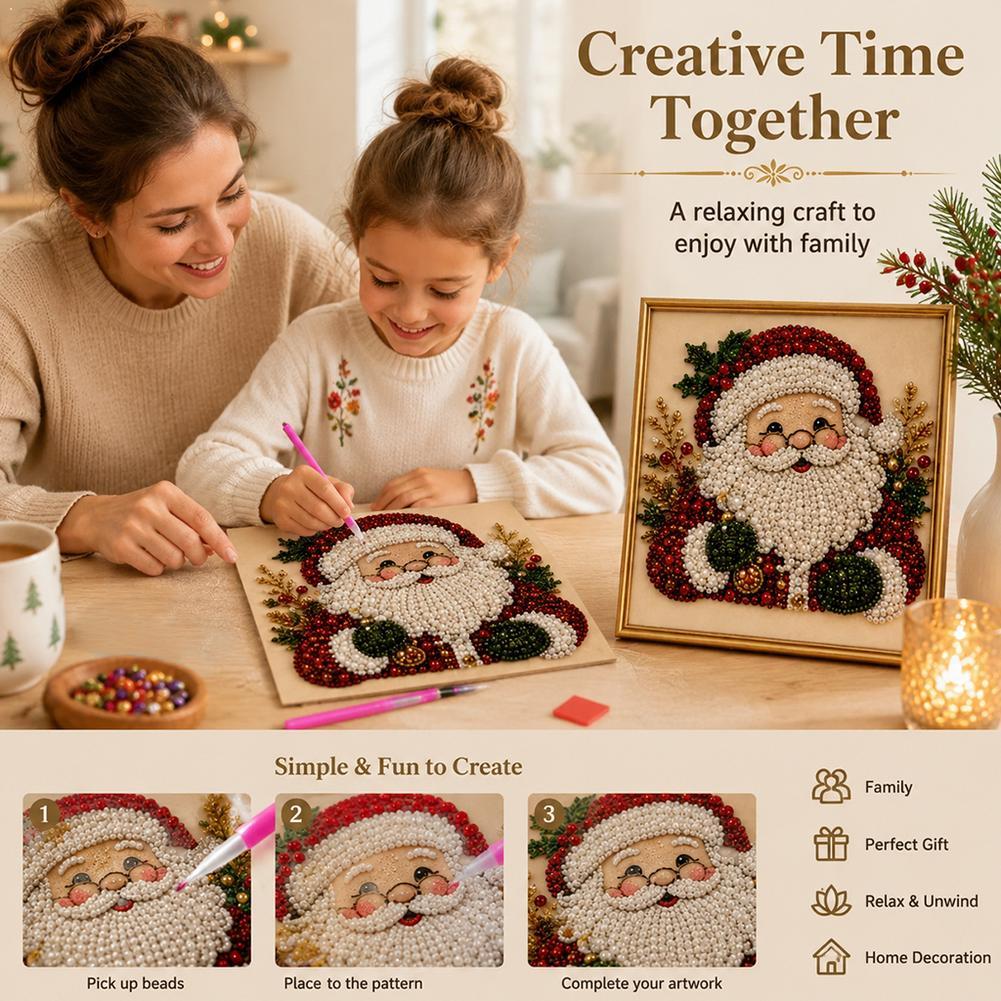 Christmas Santa Claus Pearl Ar - Art Craft Gifts For Adults ulasan dan harga