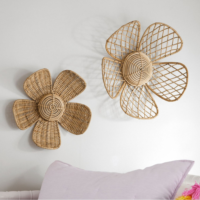Nordic Woven Rattan Flower Wal - Art Craft Furniture ulasan dan harga