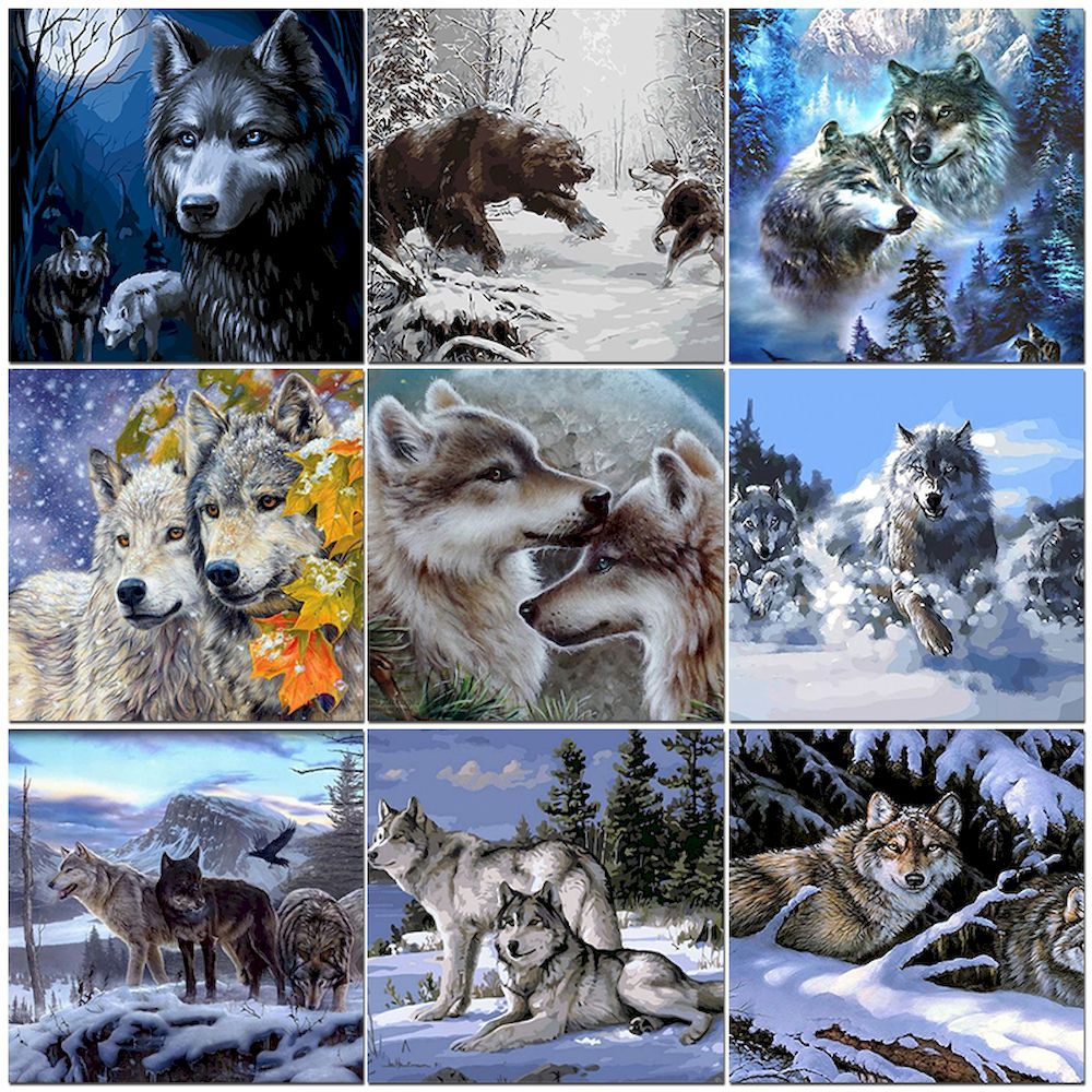 Painting By Numbers Wolf Oil P - Art Craft Number ulasan dan harga