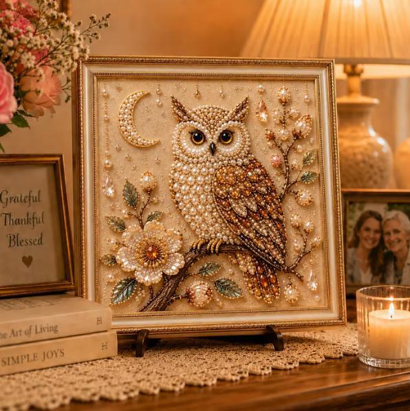 Owl Diamond Pearl Art DIY Pain - Art Craft Gifts For Adults ulasan dan harga