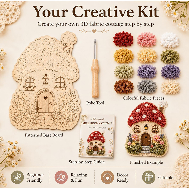 3D Fabric Poke Art Kit Mushroo - Art Craft Display ulasan dan harga