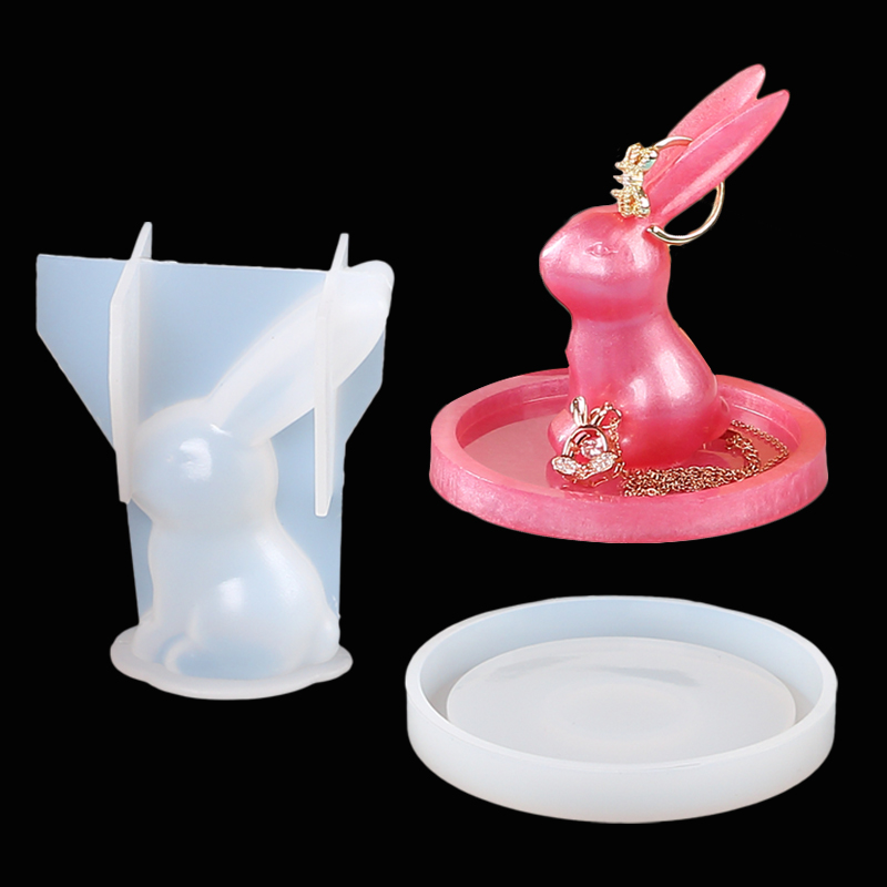 2Pcs 3D Bunny Ring Holder Sili - Art Craft Rabbit ulasan dan harga