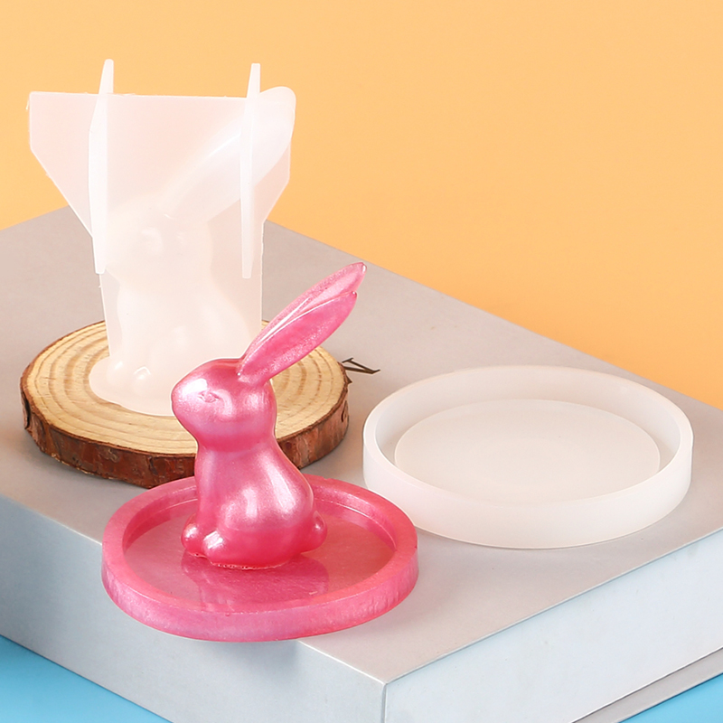 2Pcs 3D Bunny Ring Holder Sili - Art Craft Rabbit ulasan dan harga