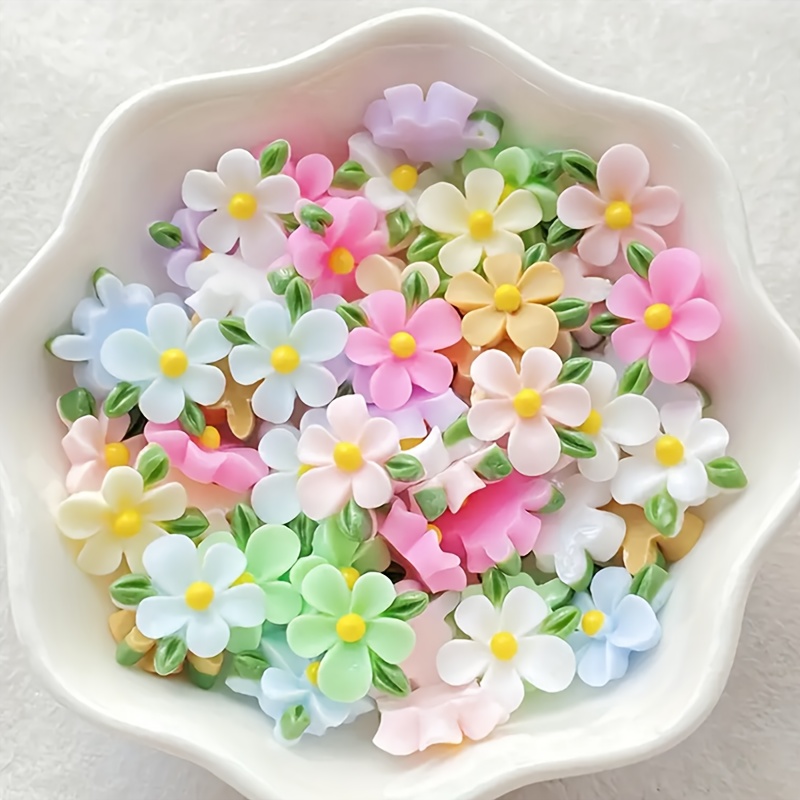 20pcs Resin Mini Flower and Le - Art Craft With Leaves ulasan dan harga