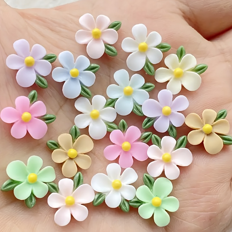 20pcs Resin Mini Flower and Le - Art Craft With Leaves ulasan dan harga