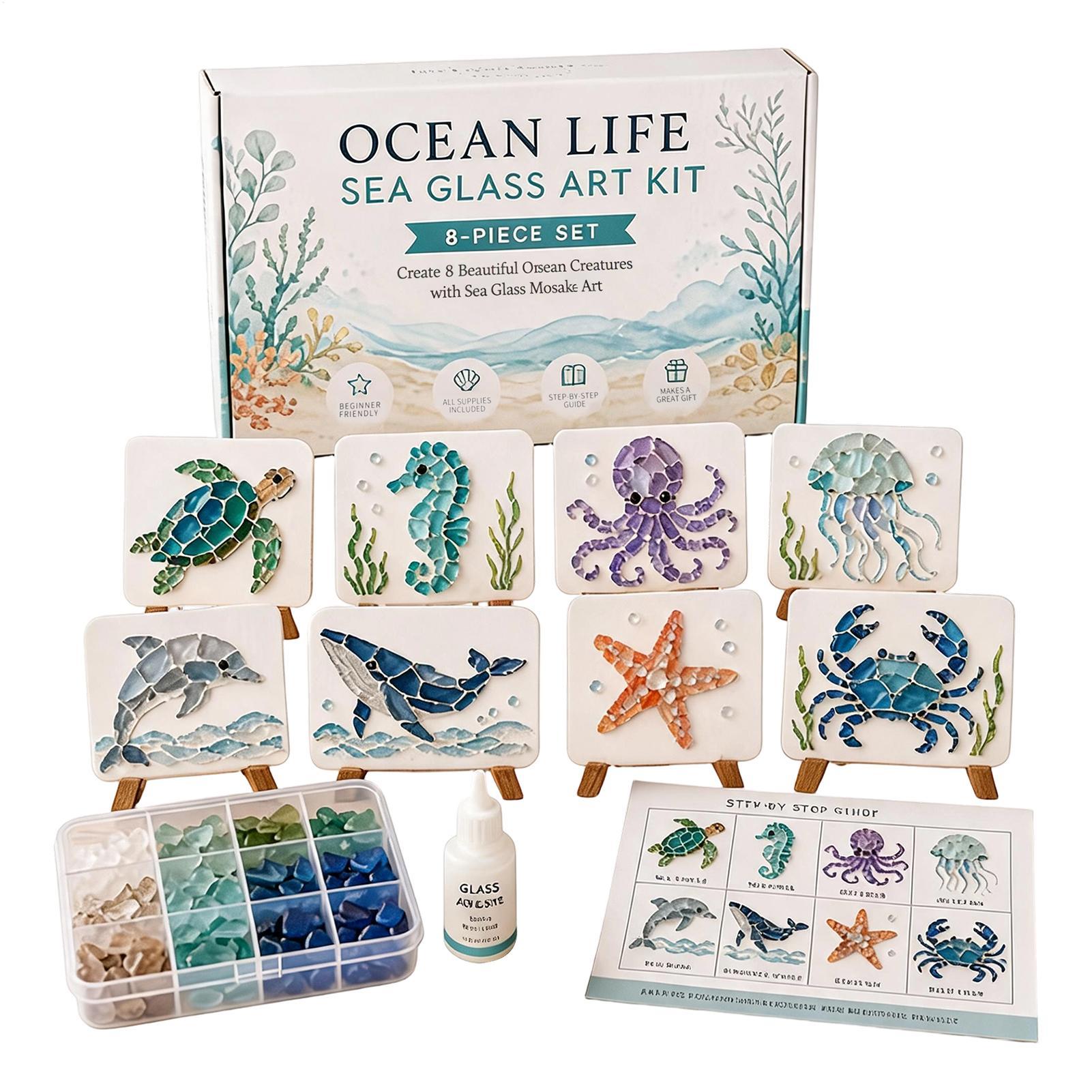 1pc Ocean Life Sea Glass Mosai - Art Craft Gifts For Adults ulasan dan harga