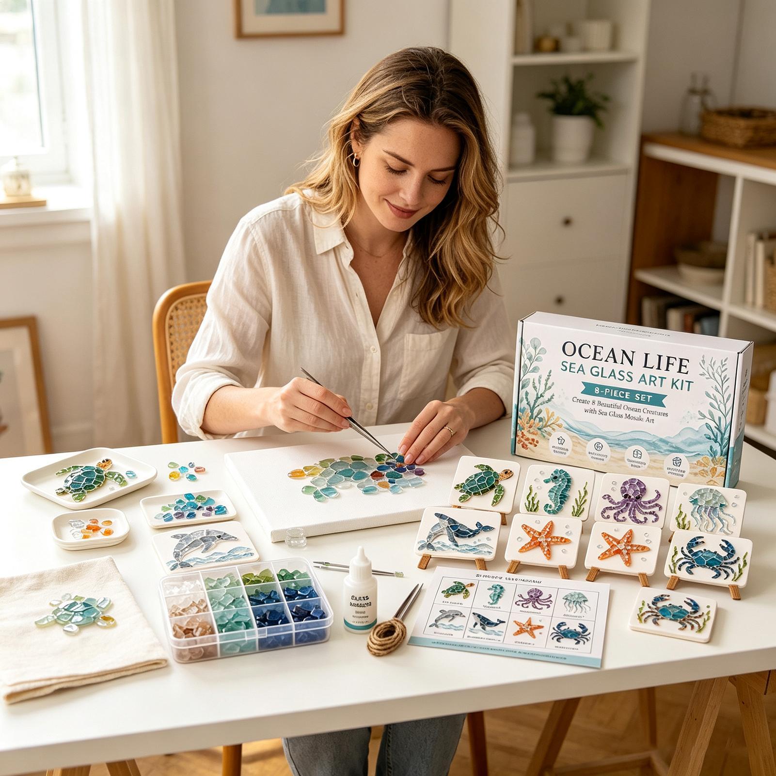 1pc Ocean Life Sea Glass Mosai - Art Craft Gifts For Adults ulasan dan harga