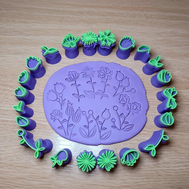 6 Piece Clay Stamp Molding Kit - Art Craft With Leaves ulasan dan harga